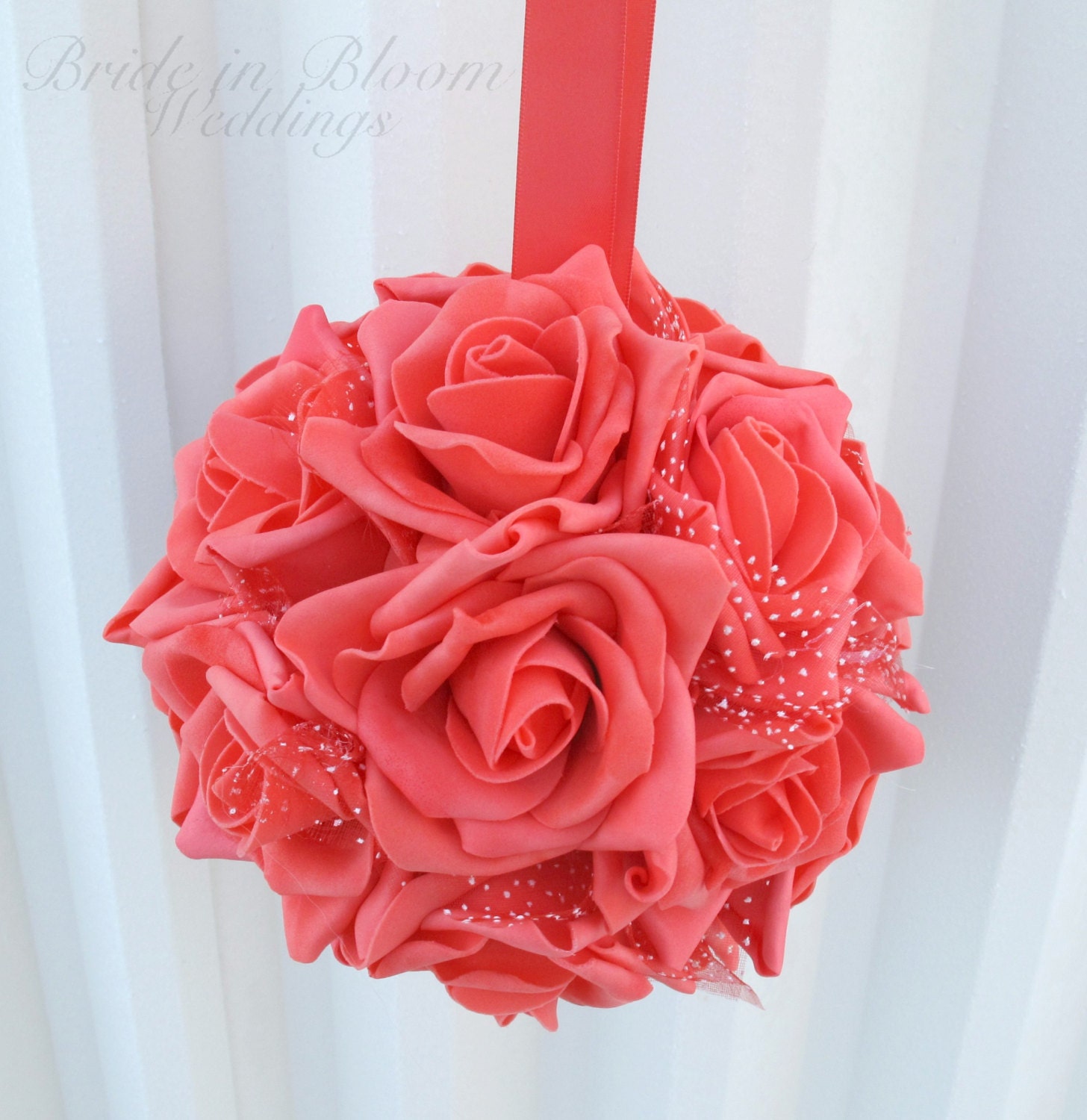 wedding flower balls coral foam rose by brideinbloomweddings wedding flower balls coral foam rose by brideinbloomweddings