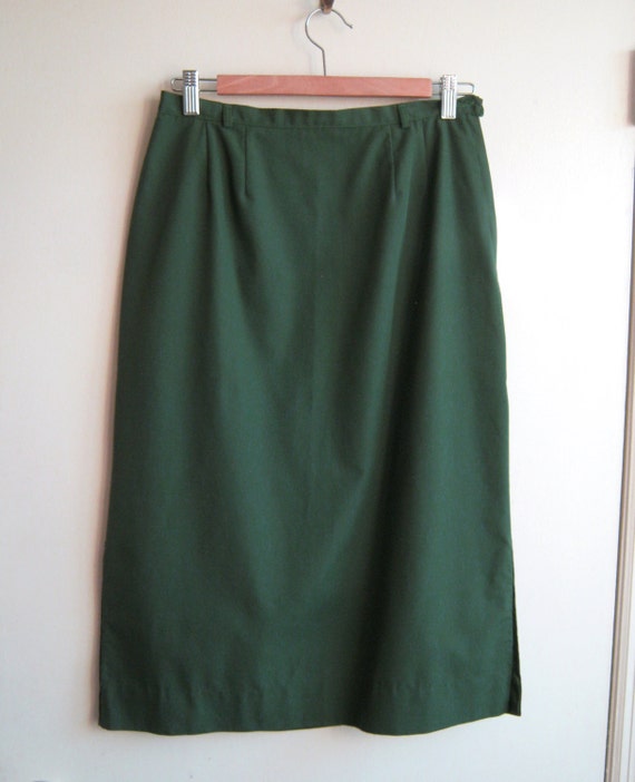 1960s-1970s wiggle pencil skirt with side slits sexy military