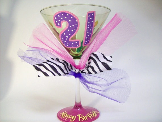 Happy birthday martini glass