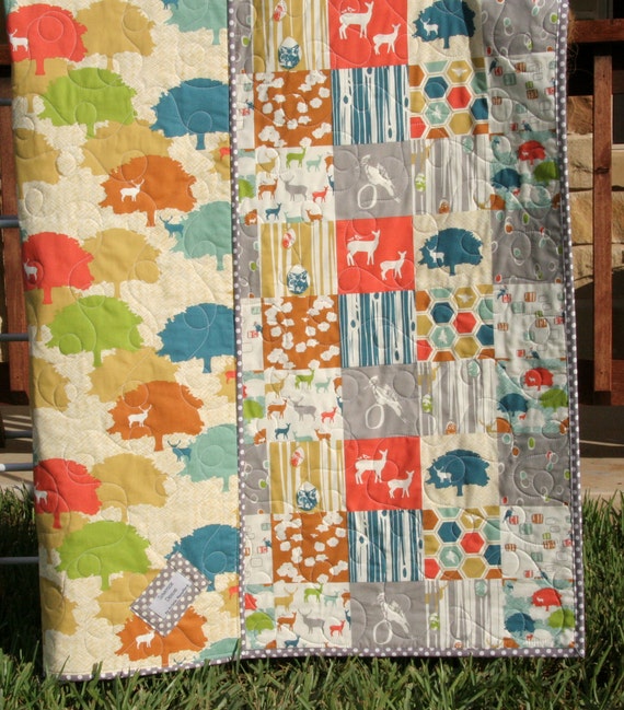 Organic Baby Quilt Outdoors Nature Elk Grove by SunnysideDesigns2