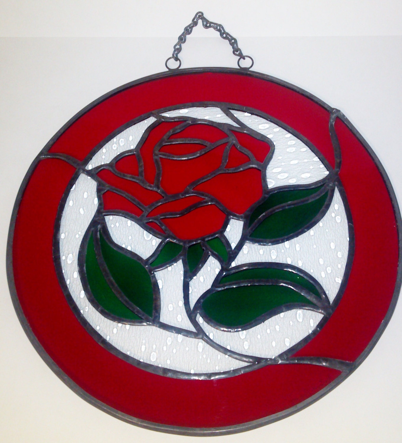 Stained Glass Rose Suncatcher