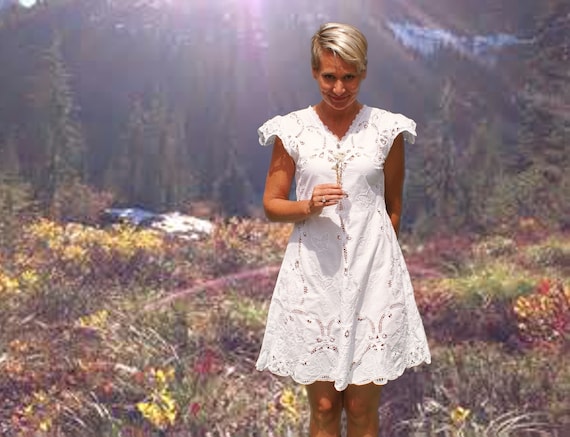 White Mini Butterfly Lace Dress