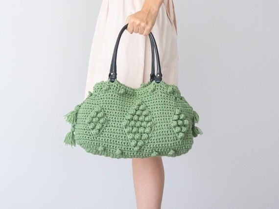 BAG  Mint Green Bag Mint Tote Summer Tote Leather Bag Leather Tote ...