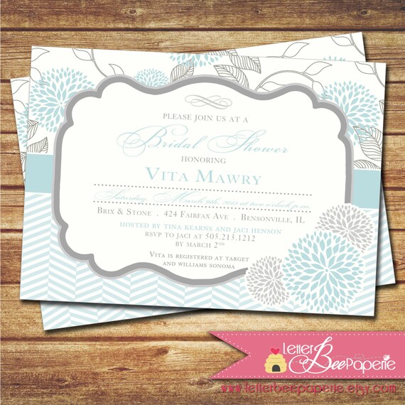 Tiffany Blue Custom Bridal Shower Invitation - DIY Printable Invite - Wedding / Baby Shower - Choose Your Colors - Rehearsal Dinner, Party Il_570xn