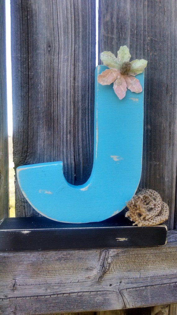 Shabby chic letter J, shelf sitter