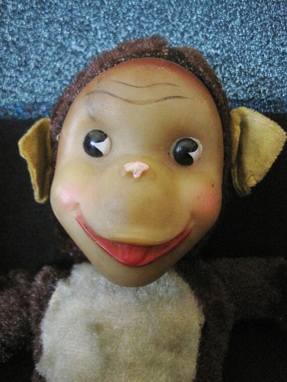 vintage stuffed monkey with rubber face