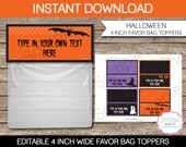Halloween Treat Bag Toppers - 4 inches wide - INSTANT DOWNLOAD with EDITABLE text - you personalize at home using Adobe Reader Il_170x135