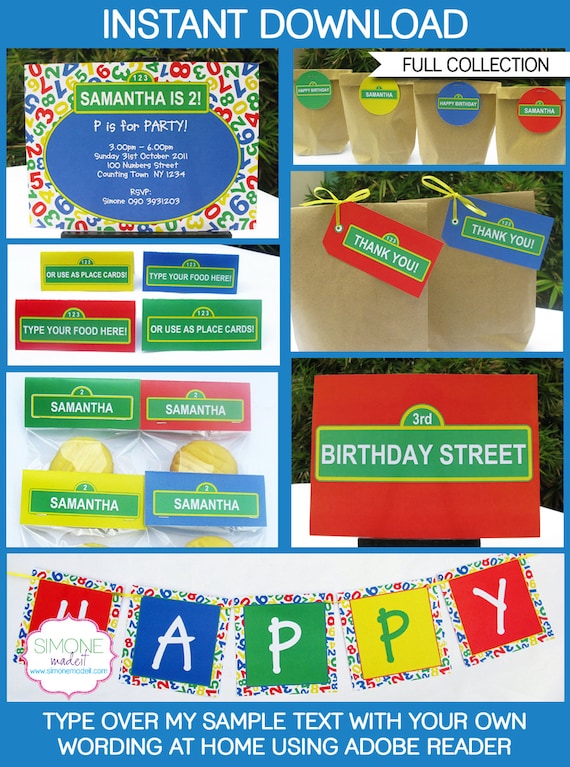 Sesame Street Party Invitations & Decorations full Printable