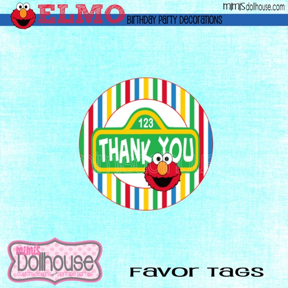 Elmo Favor Tags-Sesame Street Favor Tags-PDF Il_570xn