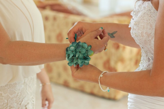 Hydrangea wrist corsage, customizable