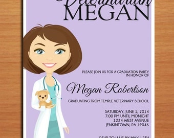 Veterinarian / Animal Science Degree Graduation Party Invitation Cards ...