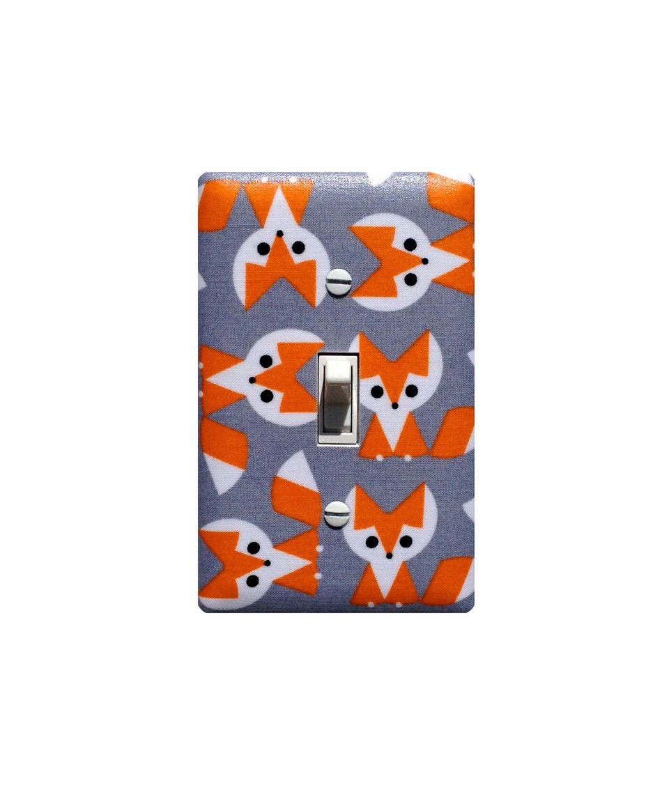Fox Nursery Decor / Light Switch Plate Cover / Gray and Orange