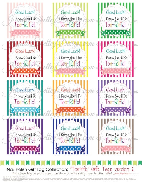 instanat download... DIY Printable Nail Polish Gift Tags