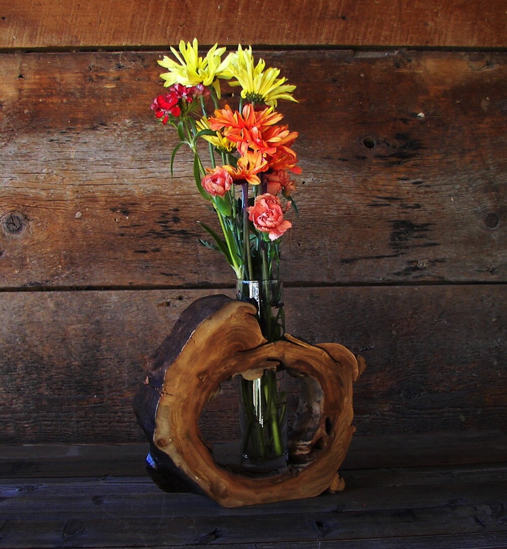 Rustic Hollow Log Vase Aspen Wood Home Décor by