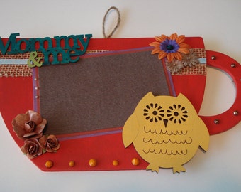 Wall Art- Mommy & Me Scrapbook Layout on Coffee Cup Wall Hanging