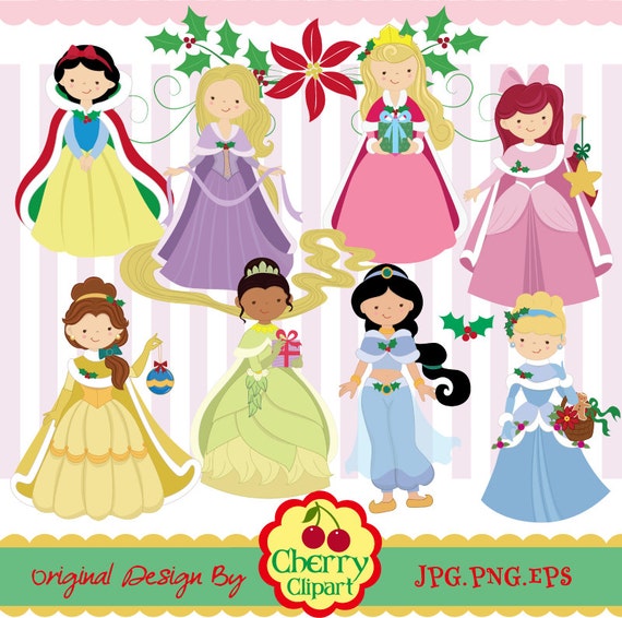 Holiday Princess digital clip art set-Christmas digital