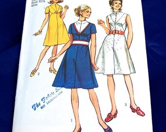 Vintage Retro 1972 Simplicity 9258 Misses Dress Size 8 31 1/2" Bust