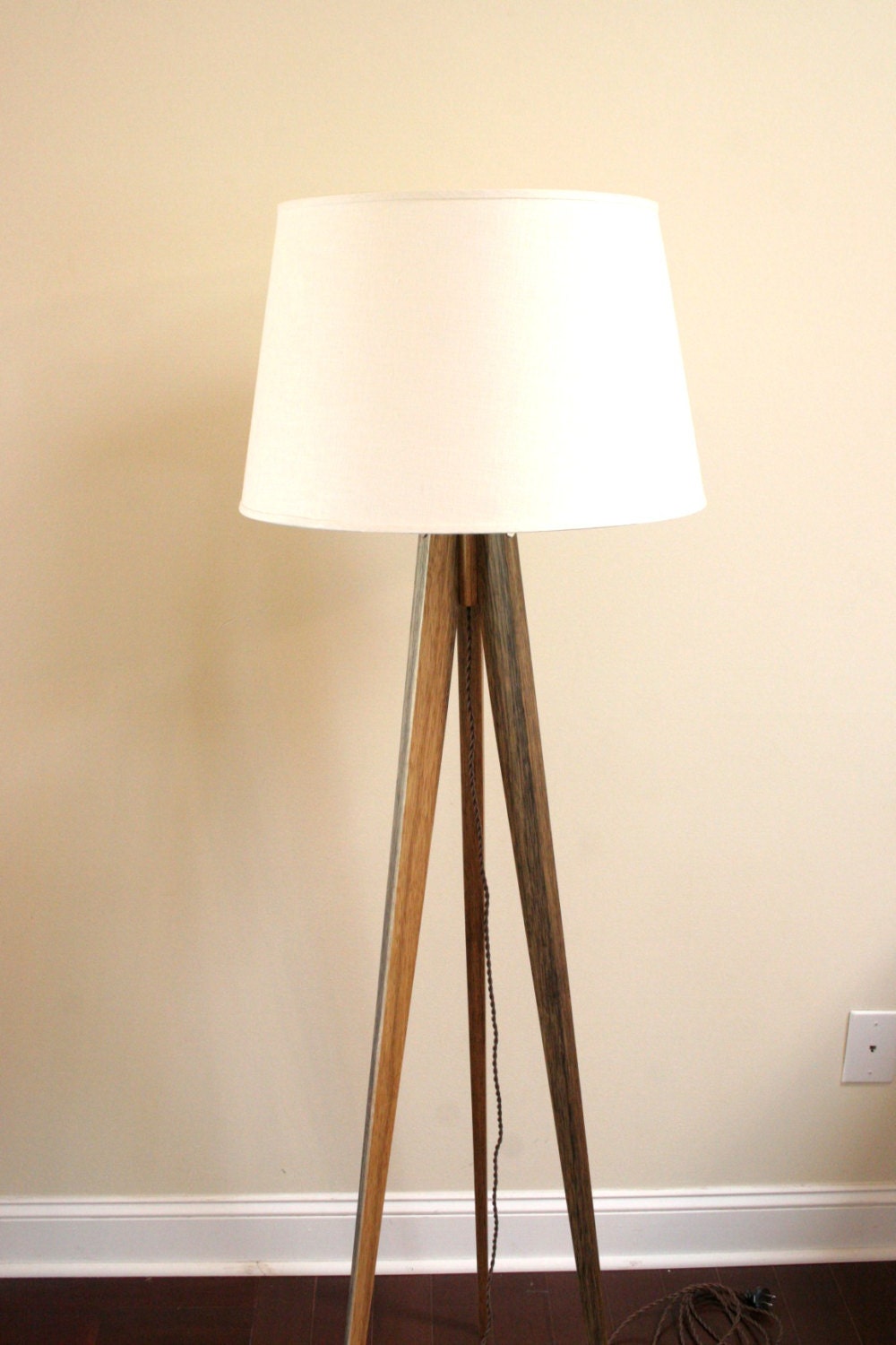 Floor Lamp Tripod Slim Black Limba African