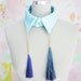 70% off P I X I E / Blue collar from hand-dyed linen with silk tassels - Ready to Ship - Christmas Sale