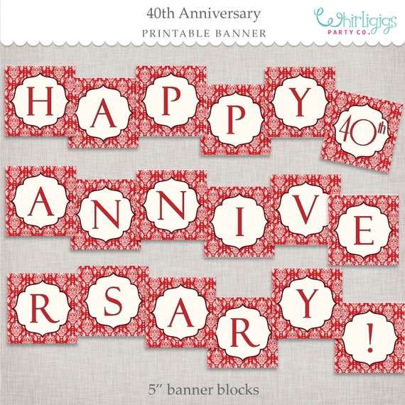 items similar to instant download 40th anniversary banner printable