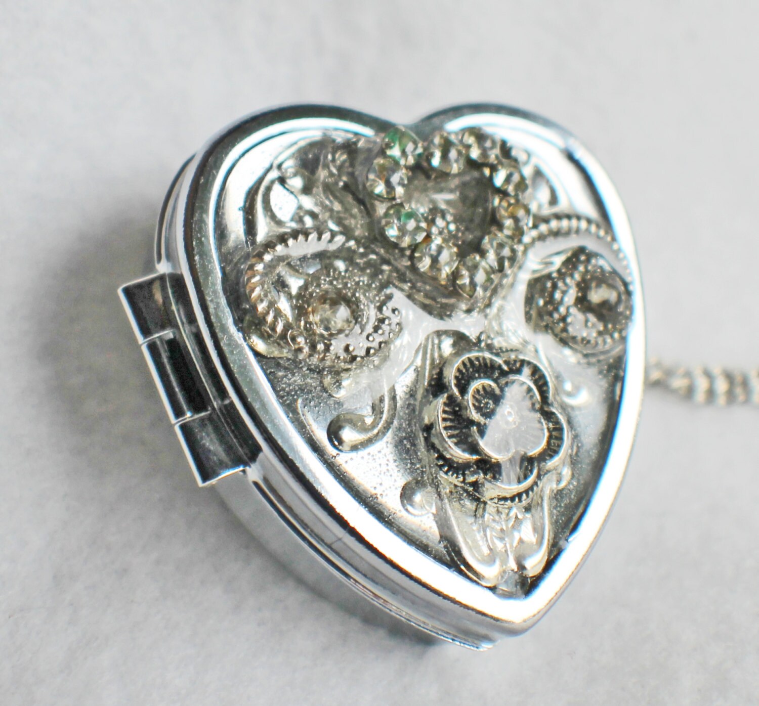 Music box locket heart shaped locket with by Charsfavoritethings