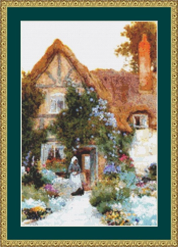 Outside The Cottage Cross Stitch Pattern by AvalonCrossStitch