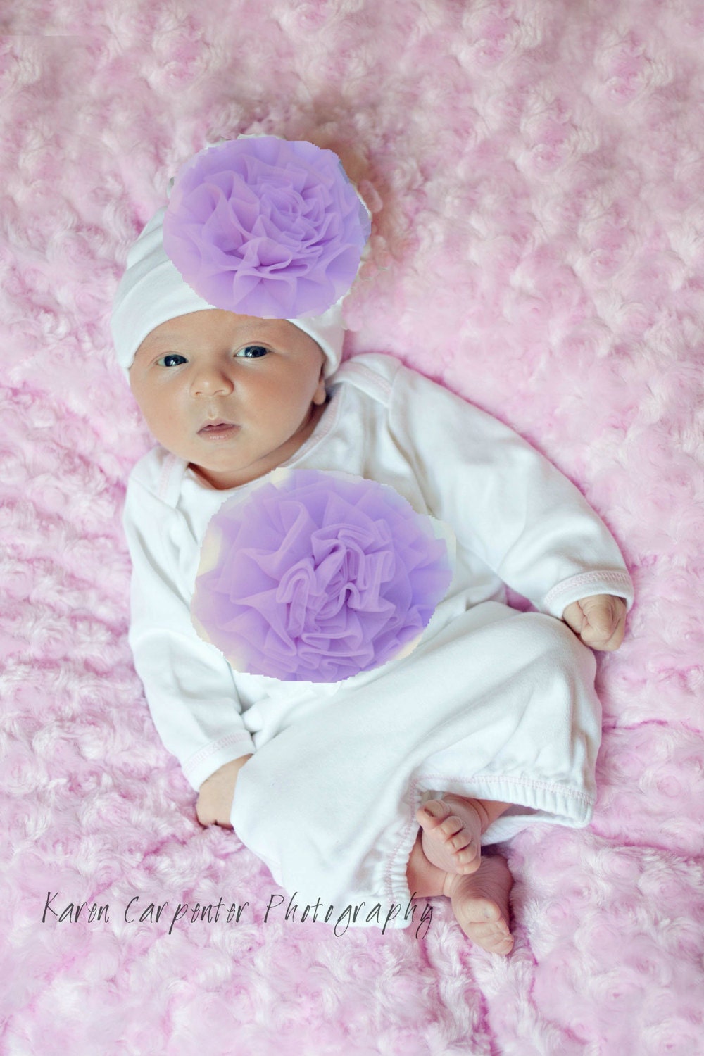 Newborn Baby Girl Clothes White and Lavender Outfit