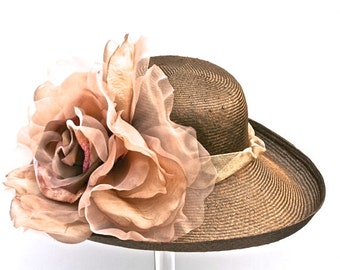 Kentucky Derby Chocolate Brown Hat Large Brim Easter Hat