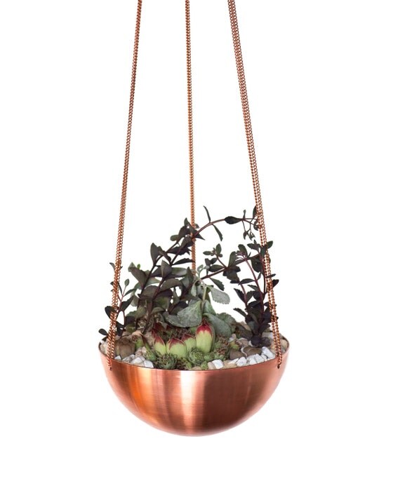 Sale Large Hanging Planter/Basket with hand spun copper/