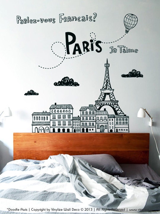 Doodle Paris Wall Sticker Vinyl Wall by VinylizeWallStickers