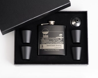 1, Engraved Flask, Beach Wedding, Destination Wedding, Personalized Groomsmen Gift, Engraved Flask Set, 1 Flask Set