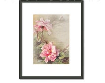Popular items for pink rose art print on Etsy