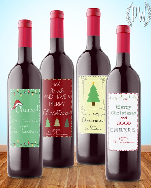 Christmas wine label printable gift sticker wine bottle tag