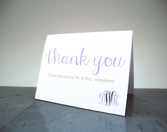Thank you from the FUTURE MRS. cards - Wedding Shower Thank You Cards - Bride to be - Customize - Wedding Colors - 16 Cards & Envelopes