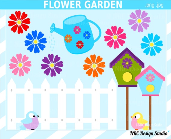 Clip Art - Flower Garden Clip Art - Digital Flower Garden Clipart ...