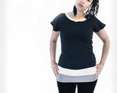 lace collar shirt - black tee shirt, womens, lace, cap sleeve, indie, lace accent, extra small