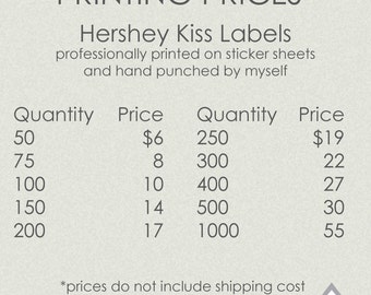 Printed Hershey Kiss Labels, Hershey Kisses Stickers