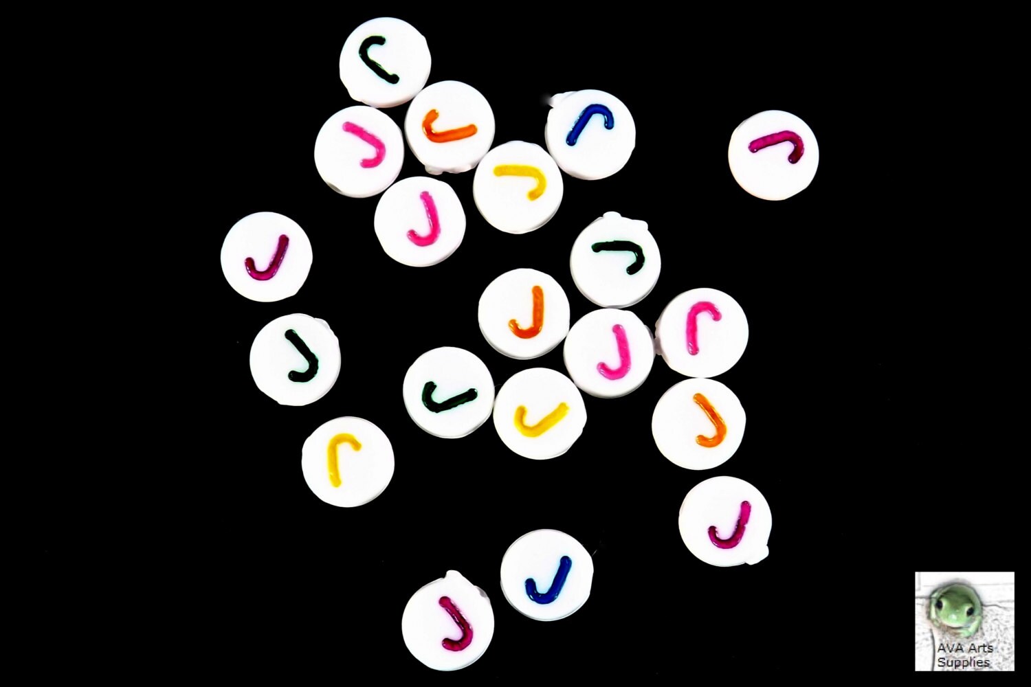 Letter bead J beads Set of 20 7mm Alphabet Beads Colorful