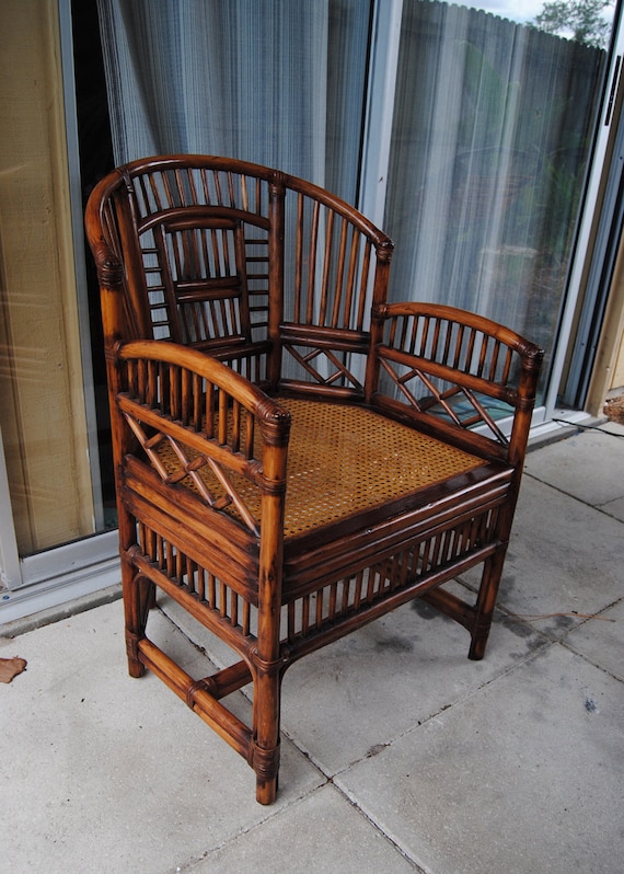 Vintage Brighton Style Rattan Bamboo Chair Asian Chinoiserie