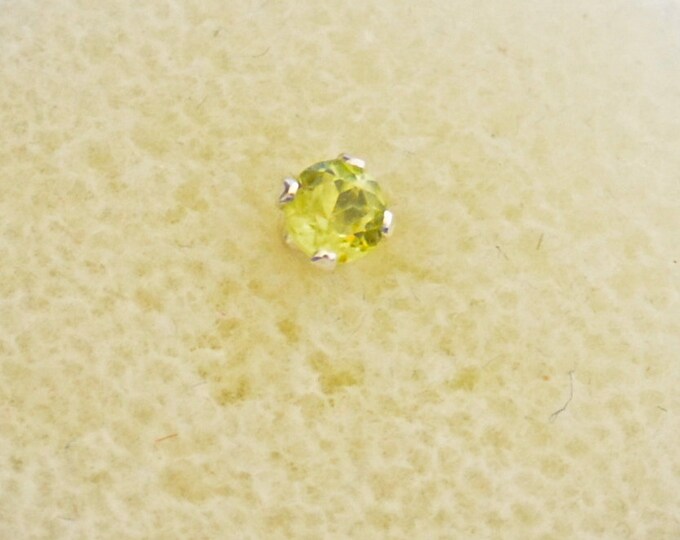 Natural Peridot Studs, Petite 3mm Round, Natural, Set in Sterling Silver E 412