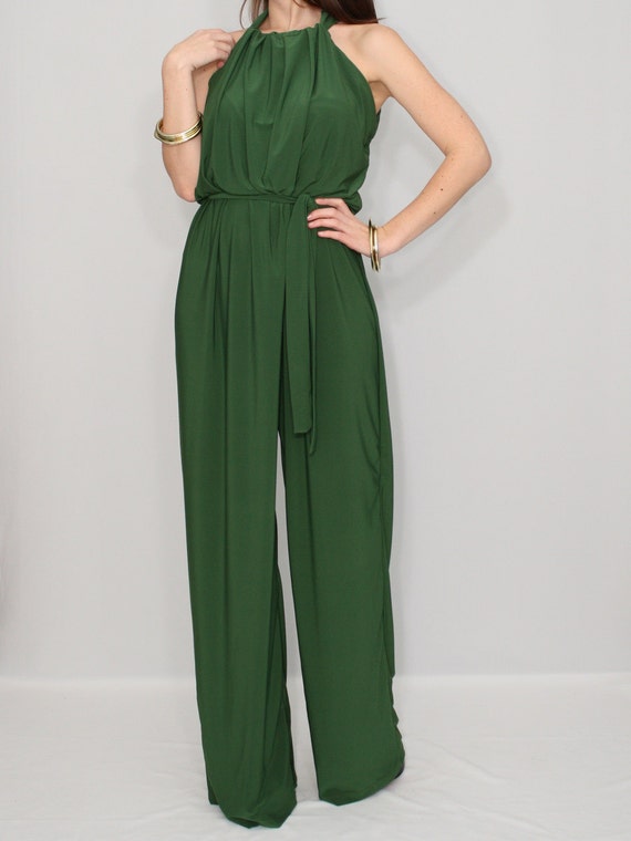 Items similar to One piece jumpsuit Women Green jumpsuit Unique ...