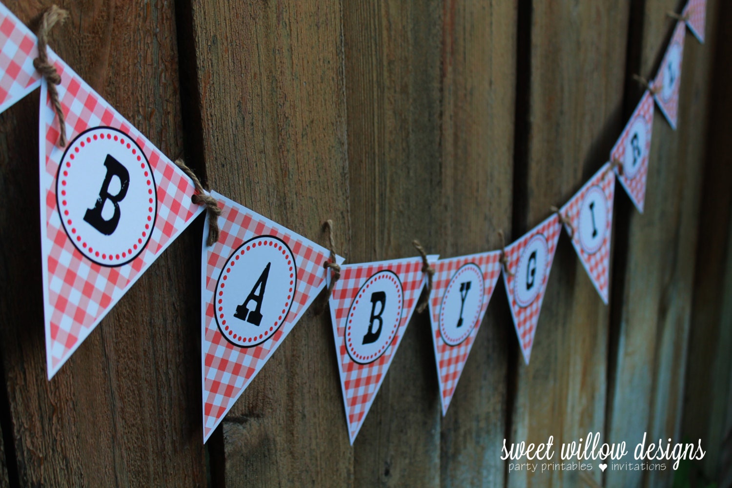 Red Baby-Q printable banner Instant Download-By Sweet Willow