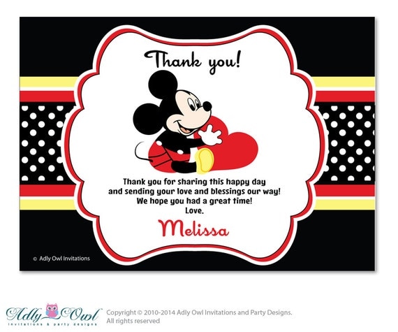 shower you cards thank pdf baby Personalization Card Shower Baby Mickey Mouse you Mouse Boy Thank with