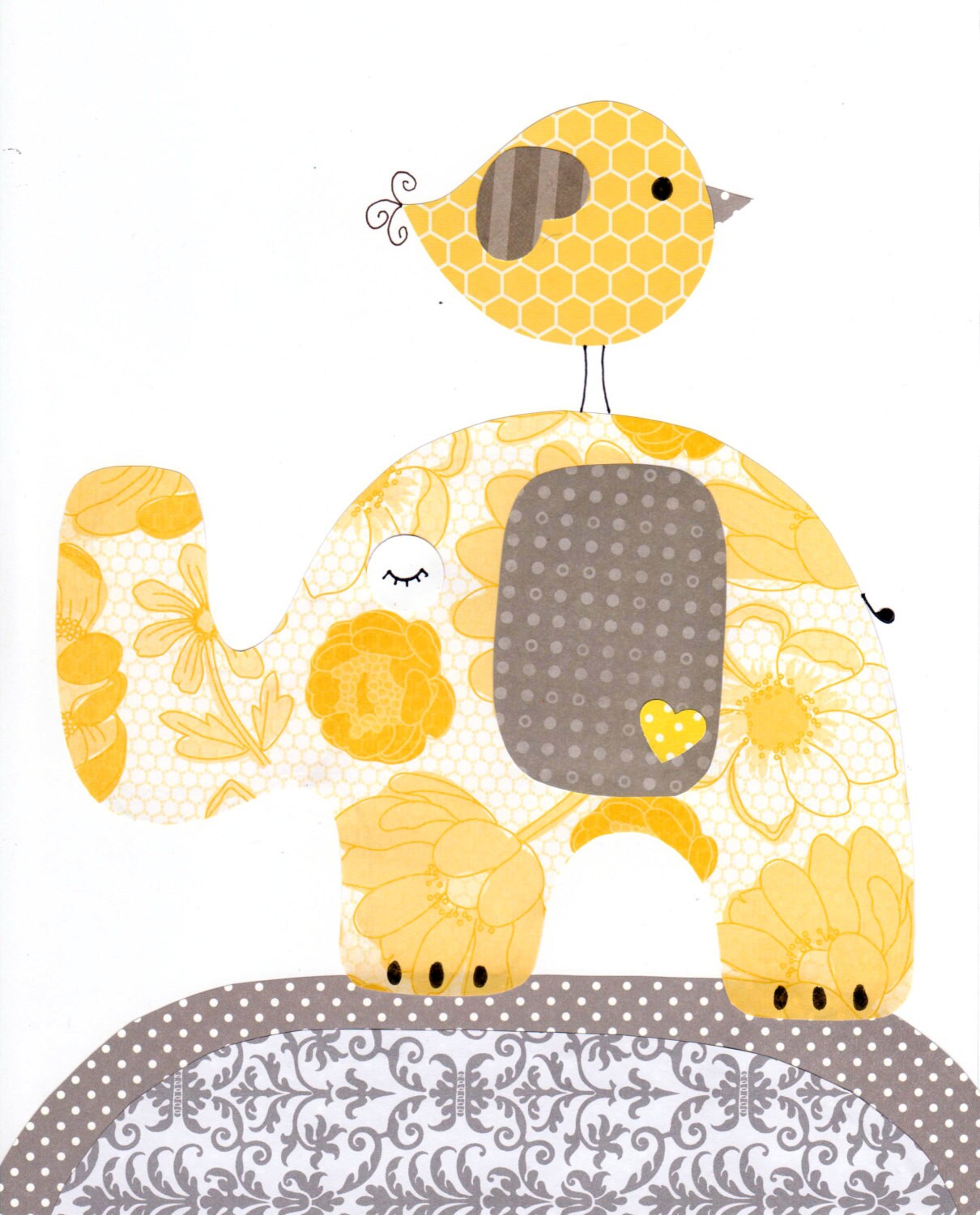 Yellow and Grey Nursery Artwork Print // Baby Room Decoration