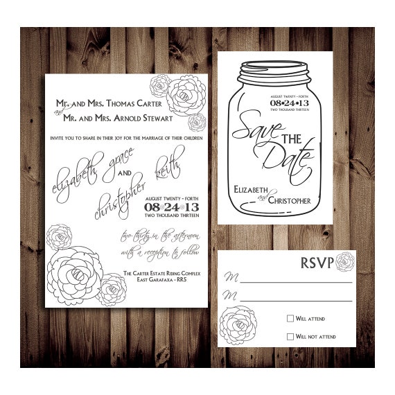 Complete DIY Wedding Invitation Pack 5 x 7 by