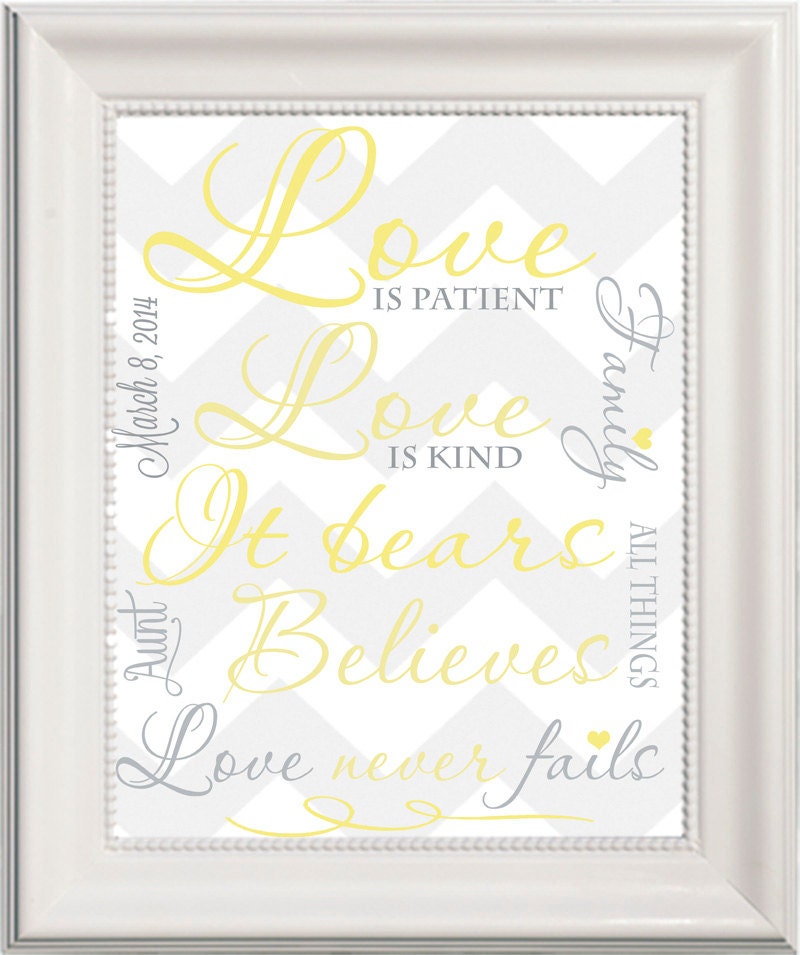 PRINTABLE Love is Patient Verse Personalized by AudrasChicDesigns