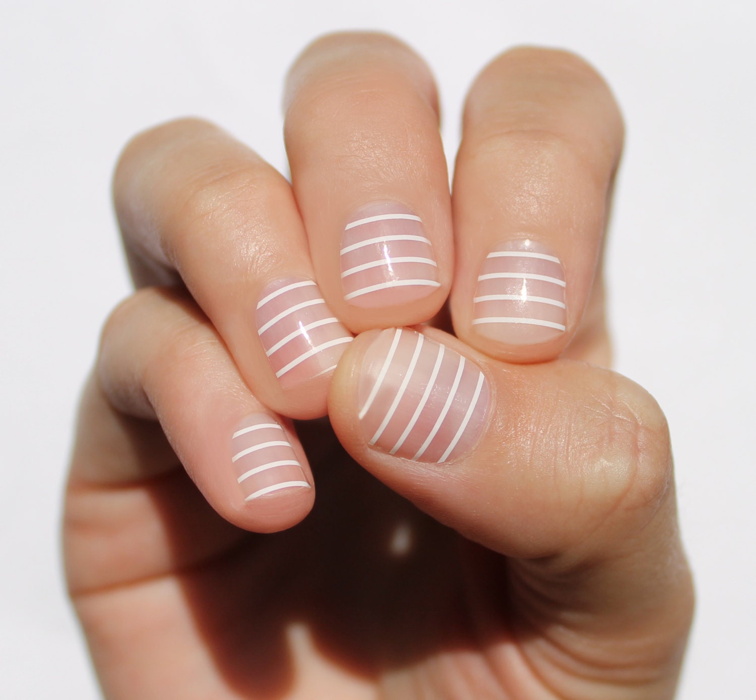 White Stripes Transparent Nail Wraps