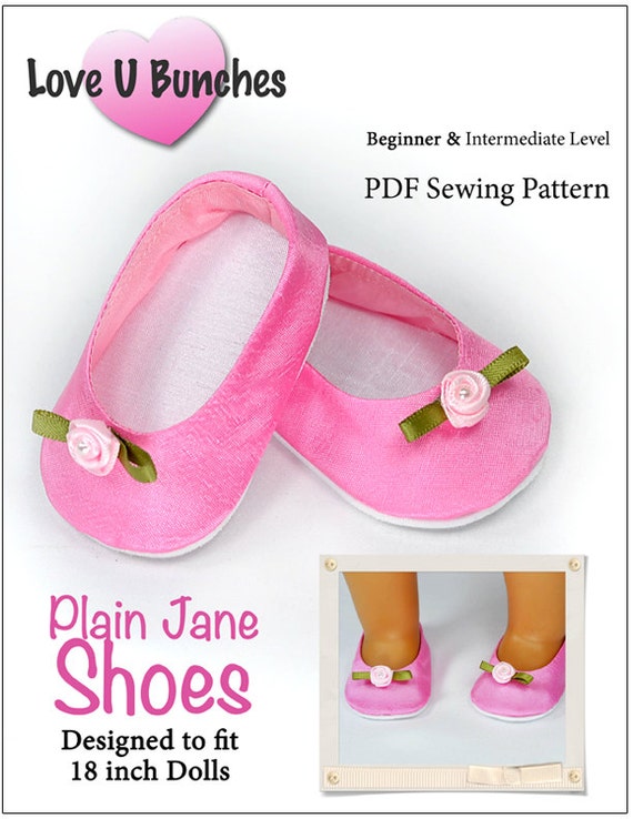 Pixie Faire Love U Bunches Plain Jane Shoes Doll Clothes Pattern for 18 inch AG Dolls - PDF