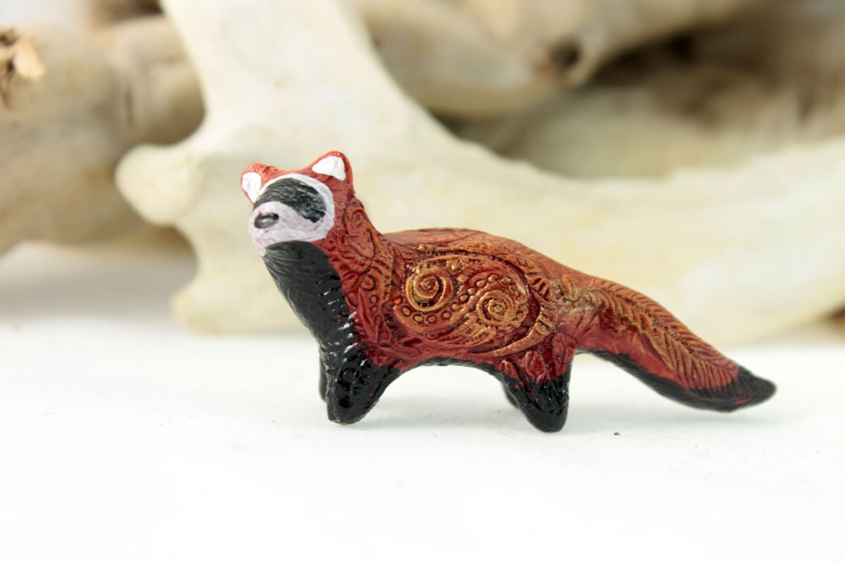 Ferret Totem Figurine Animal Sculpture magic by DemiurgusDreams