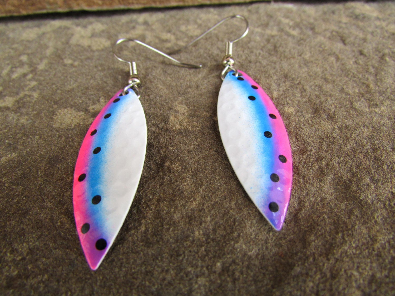 Fishing Lure Earrings Solid Brass Custom Painted Fishing